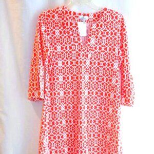 Jude Connally Orange / White Knit Tunic Style Dress in Size M
